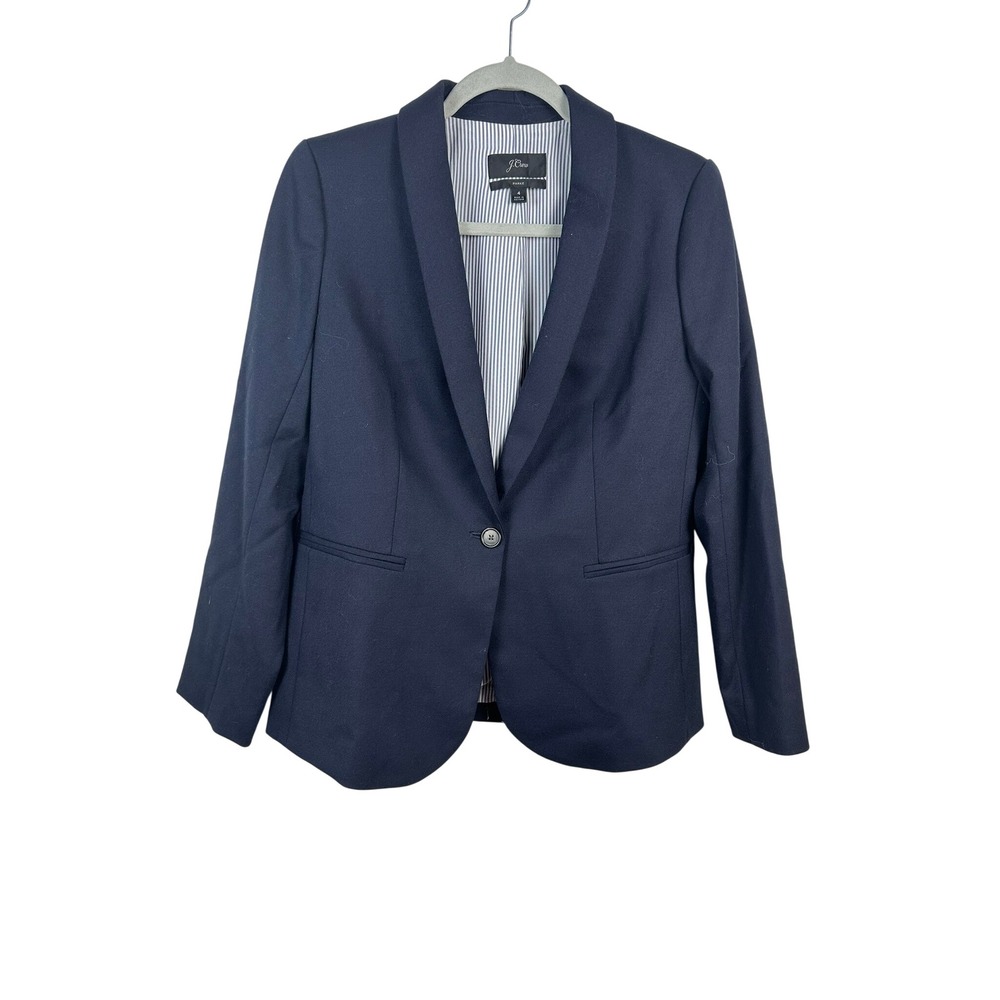 J.Crew Parke Blazer Women 4 Navy Blue Excellent Wool Blend Single Button Blazer
